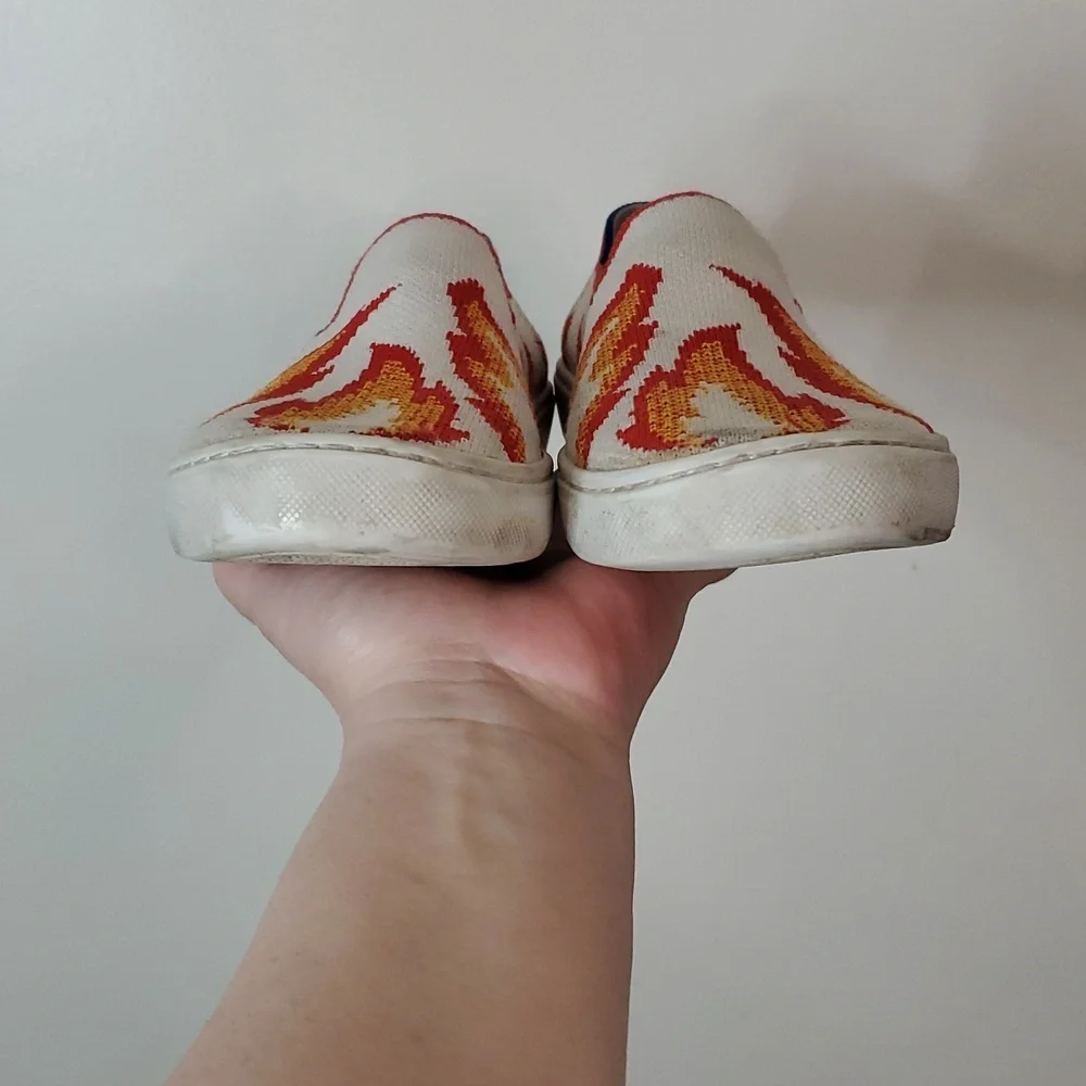 Rothy's Kids Flame Graphic Flats Size K3 White